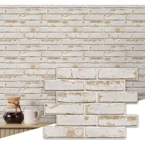 Commomy 3D Faux Brick Wall Sticker - 10pcs 15.74" x 11.8" Thin UrltraLight PVC Peel and Stick Brick Wall Covering for Quick DIY Interior Wall Decor,Not Real Brick (12.92 sq.ft)