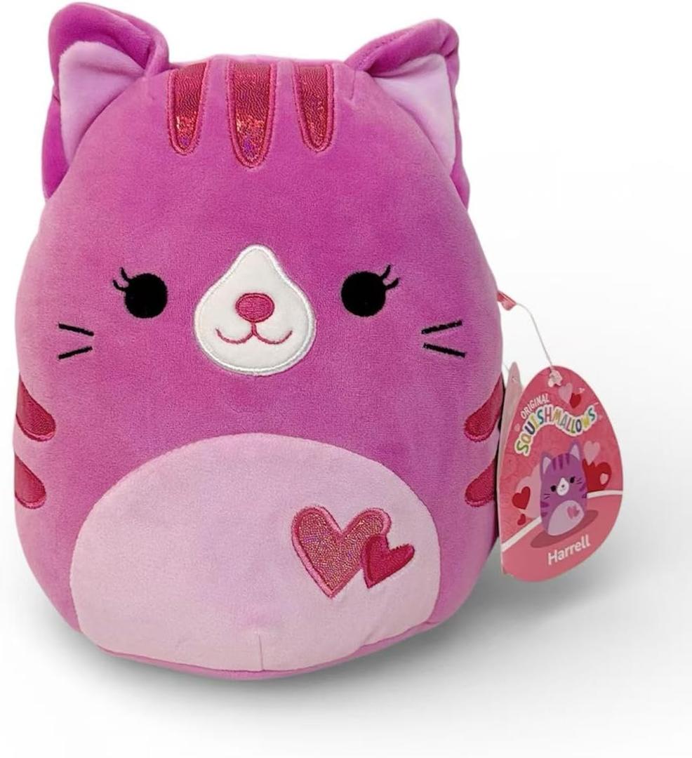 Squishmallows 2026 Original 8-Inch Valentine Squad Plush - Collectible Soft & Squishy Mini Stuffed Animal Toy - Add to Your Squad - Gift for Kids, Girls & Boys (Harrell The Cat)