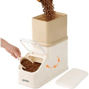 ZOMISIA 15lbs Dog Food Storage Container - First-in, First-out Easy Dispense Base for Freshness, Cat Food Storage Containers with Transparent Lid and Scoop