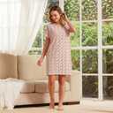 Nightgowns for Women, Women's Sleepwear Lightweight Cotton Nightdress, Crew Neck Sleepshirt Short Sleeve Loose Fit (L)