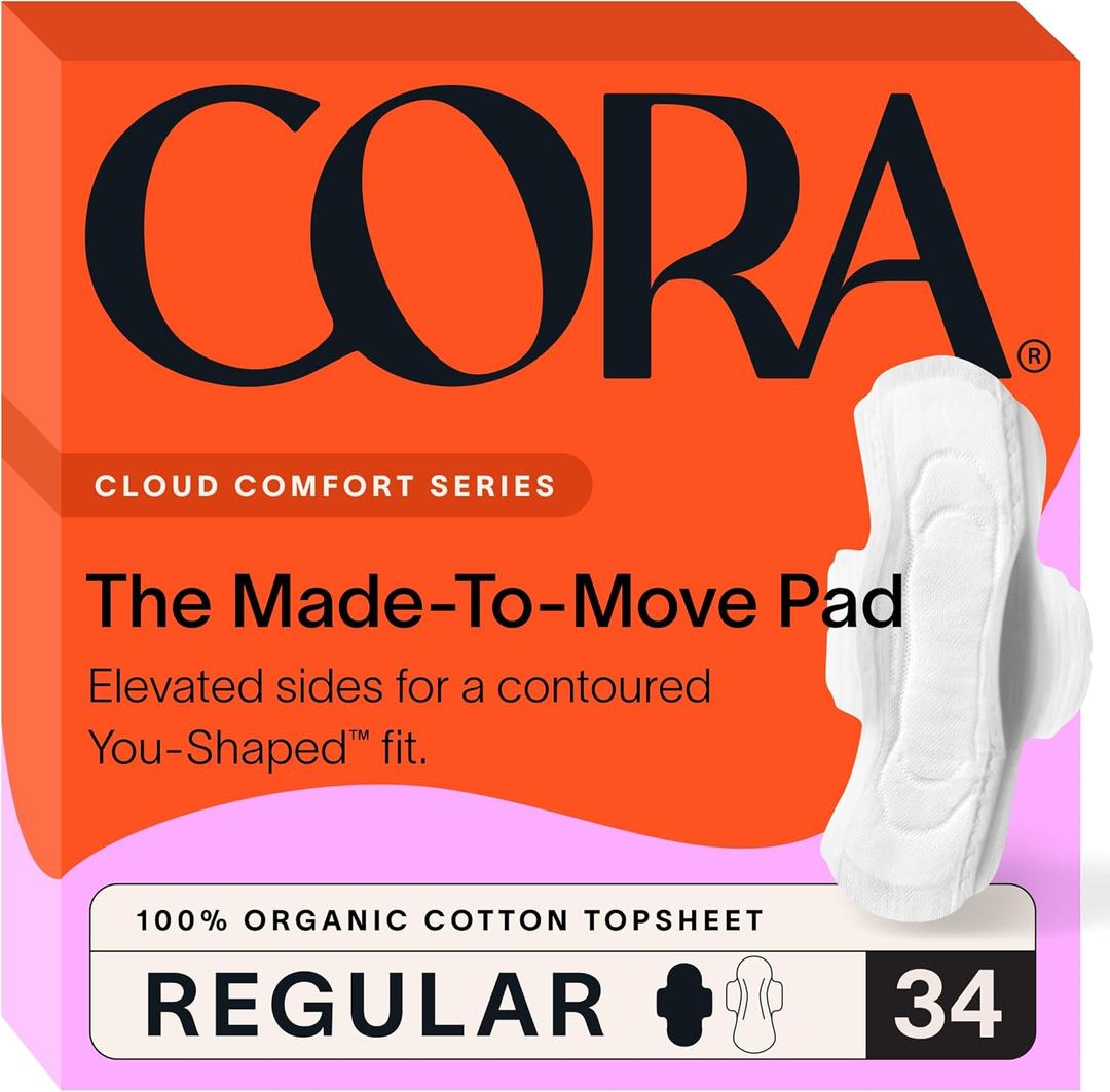 Cora 100% Organic Cotton Topsheet Pads (34 Made to Move Regular Pads)