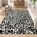 YIHOUSE Leopard Rug for Living Room, 5x7 Black and White Cute Cheetah Print Rug Modern Washable Ultra-Thin Animal Printed Rugs for Bedroom, Girls Boys Dorm Room Nursery Room, Playroom