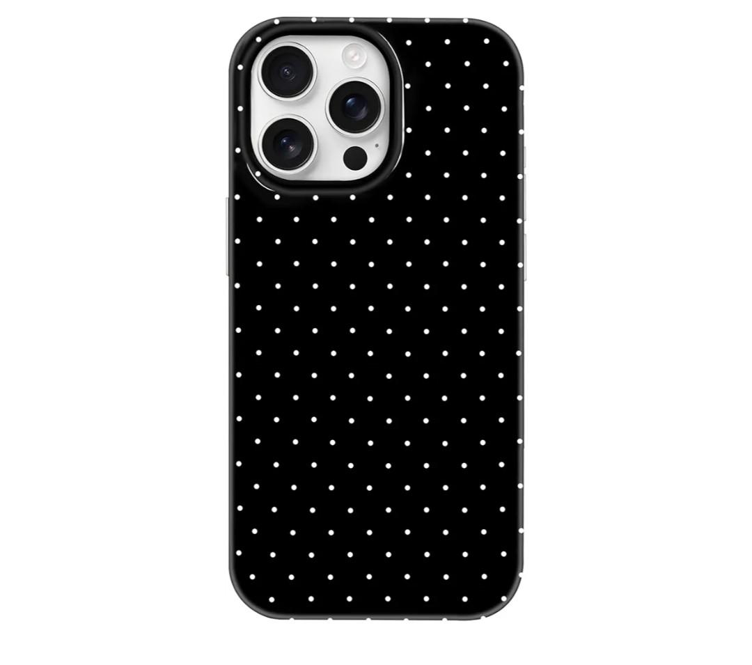 Hython for iPhone 14 Pro Max Case Cute Polka Dot Aesthetic Design Simple Cover 6.1", Thin Slim Anti-Scratch Soft TPU Bumper Shockproof Rubber Protective Phone Cases for Women Girls Girly Boys, Black