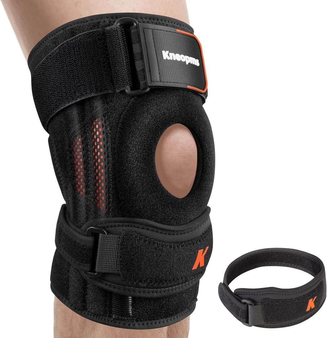 Enhanced Version Professional Knee Brace for Pain Relief, 2-in-1 Adjustable Knee Support with Patella Pad & Side Stabilizers, Compression Knee Sleeve for Meniscus Tear, ACL, Joint Pain, Runner, Workout-Men & Women(L)