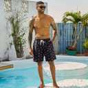 UNICOMIDEA Men Swim Trunks with Compression Liner 9 Inch Long Board Shorts (Medium, A2 Deep Grey Red)