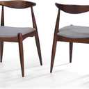 Christopher Knight Home Francie Fabric with Walnut Finish Dining Chairs, 2-Pcs Set, Light Grey / Walnut
