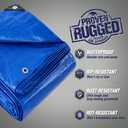 RUGGED RHINO Heavy Duty Waterproof Tarp, 10x20, UV and Tear Resistant Cover with Reinforced Grommets and Corners, Outdoor Multipurpose Tarps for Camping, Patio, Garden, Car & Roof, 5 Mil, 1 Pack, Blue
