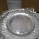 Showgeous 50 Pack Clear Plastic Charger Plates,Gold Rim,13 Inch Round