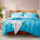 Nestl Bright Blue Duvet Cover Queen Size - Soft Double Brushed Queen Duvet Cover Set, 3 Piece, with Button Closure, 1 Duvet Cover 90x90 inches and 2 Pillow Shams