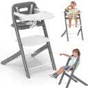 Baby High Chair with Tray, CushionSafety Harness - Adjustable Step Stool and Footrest Heights High Chairs for Babies and Toddlers 6+ Months,Easy to Clean, 200lbs Bearing, Secure & Stable