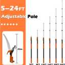 5-24 FT Extendable Manual Pole Saw, Tree Trimming Pruner with Flip & Screw Dual Lock, Adjustable Long Handle High Reach Cutter for Yard & Garden