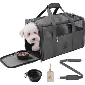 Luxury Pet Carrier for Dogs, Cats, Puppies - Airline TSA Approved, Durable Anti-Scratch Fabric, Soft-Sided, Consistent Airflow, Foldable Design, Cushion Pad, Travel(Grey, Large)