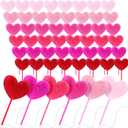 Zhanmai 48 Pcs Valentine's Day Heart Shape Pom Pom Ballpoint Pens Colorful Fluffy Ball Pen Bulk for Teacher Women Office Party Supplies Wedding Gift