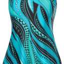 Hanna Nikole Women's Tankini Swimsuits Two Piece Tummy Control Bathing Suit Modest Swim Top with Shorts Plus Size Swimwear, Blue Ripples Large