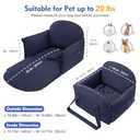 BurgeonNest Luxurious Dog Car Seat for Small Dogs up to 20lbs  2-in-1 Puppy cat Cozy Booster Carseat with Storage Pockets, Waterproof Outdoor Travel Pet Carrier Bed