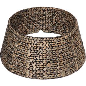 CENBOSS Rattan Christmas Tree Collar, Wicker Tree Skirt & Stand Base Cover (Black Wash, 24 inch)