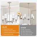 6 Ceiling Light Industrial Chandelier Brush Nickel Pendant Lighting Hanging Fixture with Cylinder Clear Glass for Kitchen Bedroom Dining Room