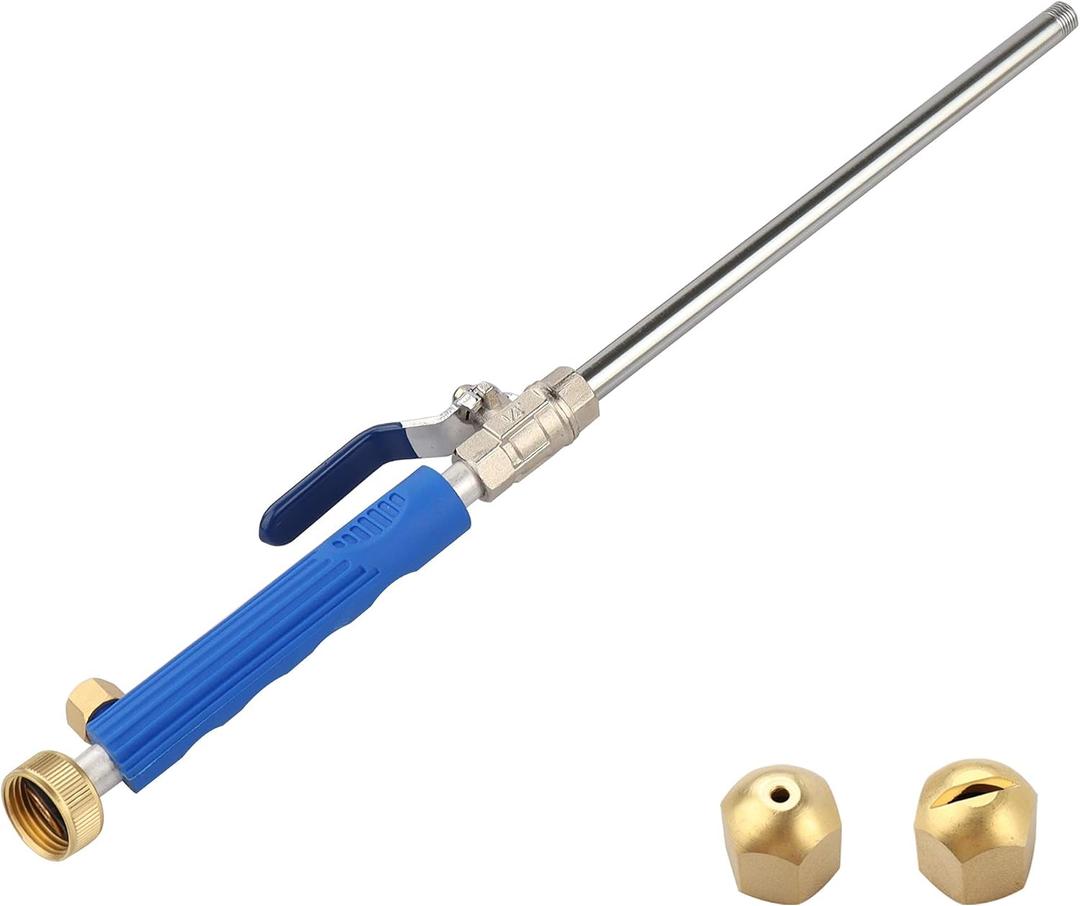 High Pressure Power Washer Attachment Wand, Hydro Jet Water Hose Nozzle,Watering Sprayer Cleaning Tool, Wand Lance for Gutter Patio Car Pet Window Glass Blue, 18 inches