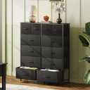 WLIVE Tall Dresser for Bedroom with 12 Drawers, Dressers & Chests of Drawers, Fabric Dresser for Closet, Living Room, Storage Dressers with Storage Drawers, Steel Frame, Wood Top, Charcoal Black