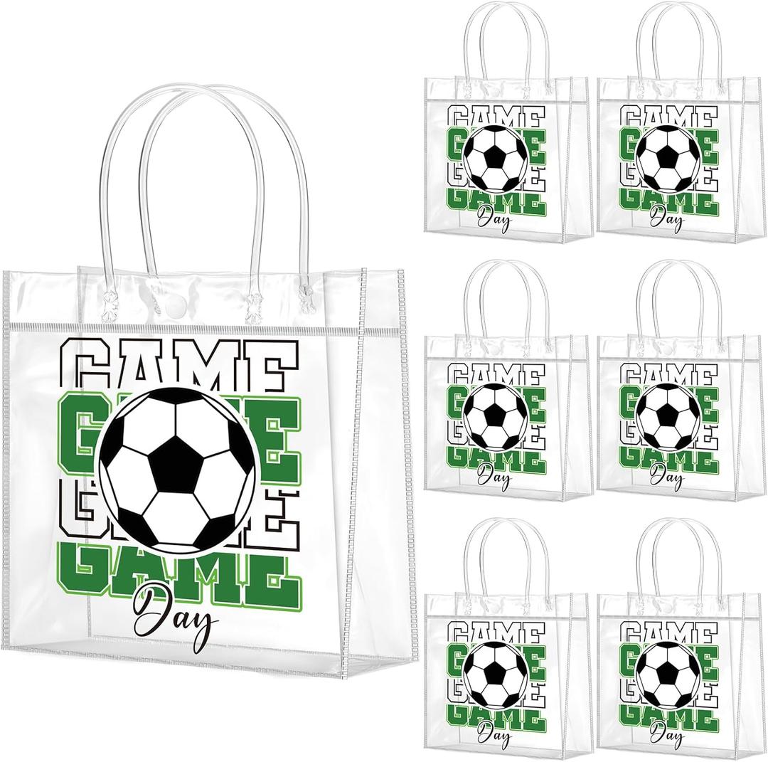 Wesnoy 20 Pcs Soccer Party Favor Soccer Goodie Gifts Bags with Handles Reusable Sport Themed Treat Bags for Candy Birthday Party Supplies 8 x 8 x 3.15''