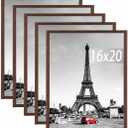 kennethan Picture Frame, Wall Gallery Poster Frames, Horizontal or Vertical Wall Mounting (Brown, 16x20-5 Pack)