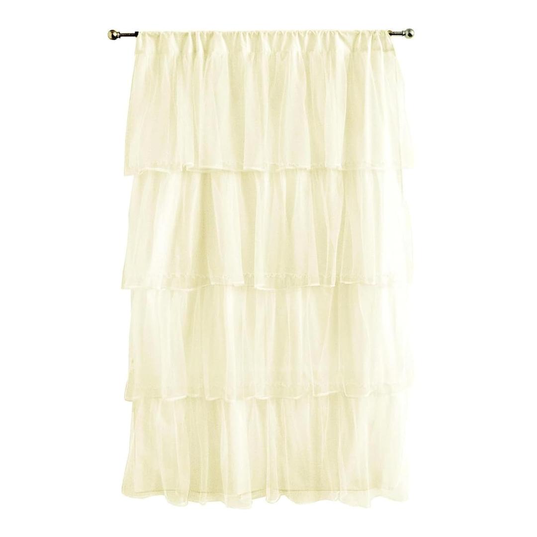 Tadpoles Multi-Layer Tulle Curtain Panel, Ivory, 63 Inch