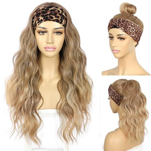 SAPPHIREWIGS Headband Wig Body Loose Wavy Wigs for Black Women Brown Wig with Ash Blonde Tips Long Curly Wig Glueless Synthetic Wig Heat Resistant 26inch