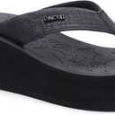 ONCAI Womens Platform Wedge Flip Flops Trendy Dressy Womans Summer Flatform Sandals with Comfortable Walking Outdoor Rubber Soles (US Size 5-11) (8, Black(Regular Size))
