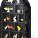 DoubleFill 10" x 15" Trinket Shelf Wooden Shadow Box Display Case with Shelves Acrylic Door Large Wall Mounted Display Shadow Box Mini Figures Curio Trinket Medals Crafts Collection(Black)