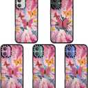 for iPhone 16 Plus Case TPU+PC Premium Colorful Drop Protection Case Excellent Shock Absorption Military Grade Drop Protection Pink Butterfly Starburst Phone Case