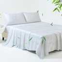 YIYEA 100% Organic Viscose Derived from Bamboo Sheets Full Size Set, Luxury 400TC Jacquard Bed Sheets, Soft Breathable Cooling Sheets,16" Deep Pocket, with 2 Sheet Fasteners (White, Full)