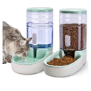 Automatic Dog Cat Feeder and Water Dispenser Gravity Food Feeder and Waterer Set with Pet Food Bowl for Small Medium Dog Puppy Kitten, Large Capacity 1 Gallon x 2