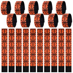 24 Pcs Basketball Sleeve Holders 7.5 Inch Basketball Shirt Sleeve Straps Brown Black Pattern Stitching Sports Shirts Ties for Women Men Teens Sports Activities Accessories Gift