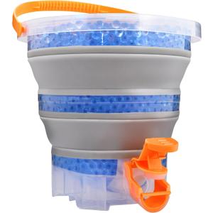 TANSAR Foldable Gel Ball Blaster Ammo Bucket, Portable Splatter Blaster Accessories, Gel Gun Ammo Container with Strainer, Large Capacity Tub for Holds 10,000 Gel Balls, for Ages 14+, Orange