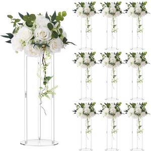 Teenyyou 10 Pcs 20 Inch Tall Acrylic Vase Wedding Centerpieces Clear Flower Stand Acrylic Centerpiece Stand Floral Vase Elegant Display Holder for Wedding Birthday Party Table Decorations