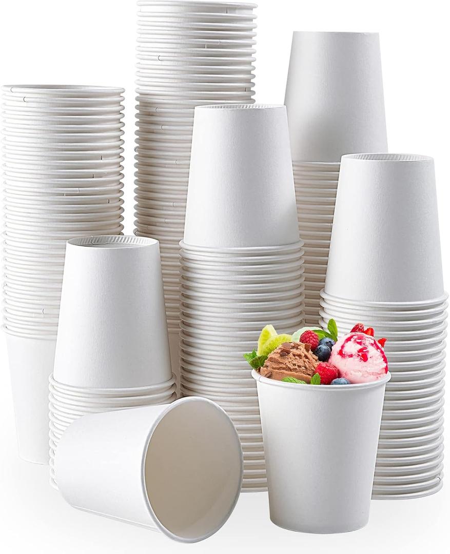 TV TOPVALUE 600 Pack 5 oz Paper Cups, Disposable Bathroom Mouthwash White Hot Drinking Cups for Home, School and Office (EXP 12/31/36)
