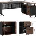 Tribesigns 63 Inch Executive Desk with File Cabinet, L Shaped Office Desk, 63 inches x 31.5 inches x 29.5 inches