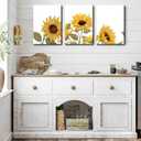 3Pcs Sunflowers Canvas Wall Art Modern Minimalist Yellow Botanical Floral Wall Decor Pictures Rustic Field Plant Flowers Posters Prints for Bathroom Gallery Living Bedroom Decoration