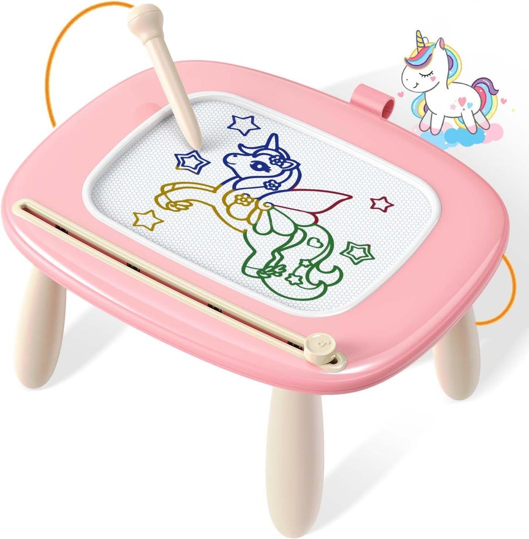 Magnetic Drawing Board, Toddler Girl Toys for 1-2 Year Old, Doodle Board Pad Learning and Educational Kids Toys for 1 2 3 Year Old Baby Girl Birthday Travel Activities - Pink