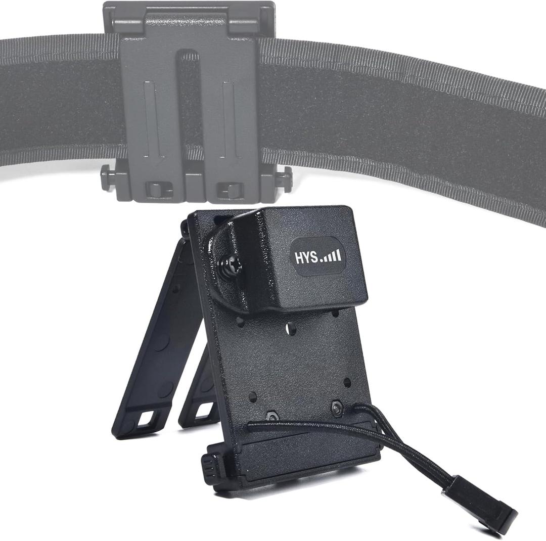 HYS Tactical MOLLE Holder for Belt, Vest, or Pack, Walkie Talkie Holder with Belt Clip Mount Base, Heavy-Duty Secure Hold with Quick-Release Buckle for Baofeng UV-5R Motorola & Kenwood HT Radio