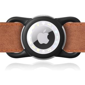 WhoseID Airtag Dog Collar, Waterproof Airtag Holder for Dog Collar & Cat Collar Slicone Full Body Covered Pet Air Tag Holder (Black, Regular)