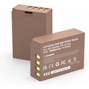 Upgraded 2Pack 1600mAh USB C NP-W126S Battery Compatible for Fujifilm XM5 X100VI X100V XS10 XT30II XT30 XT20 XE4 A5 Camera, High Capacity NP-W126 Battery