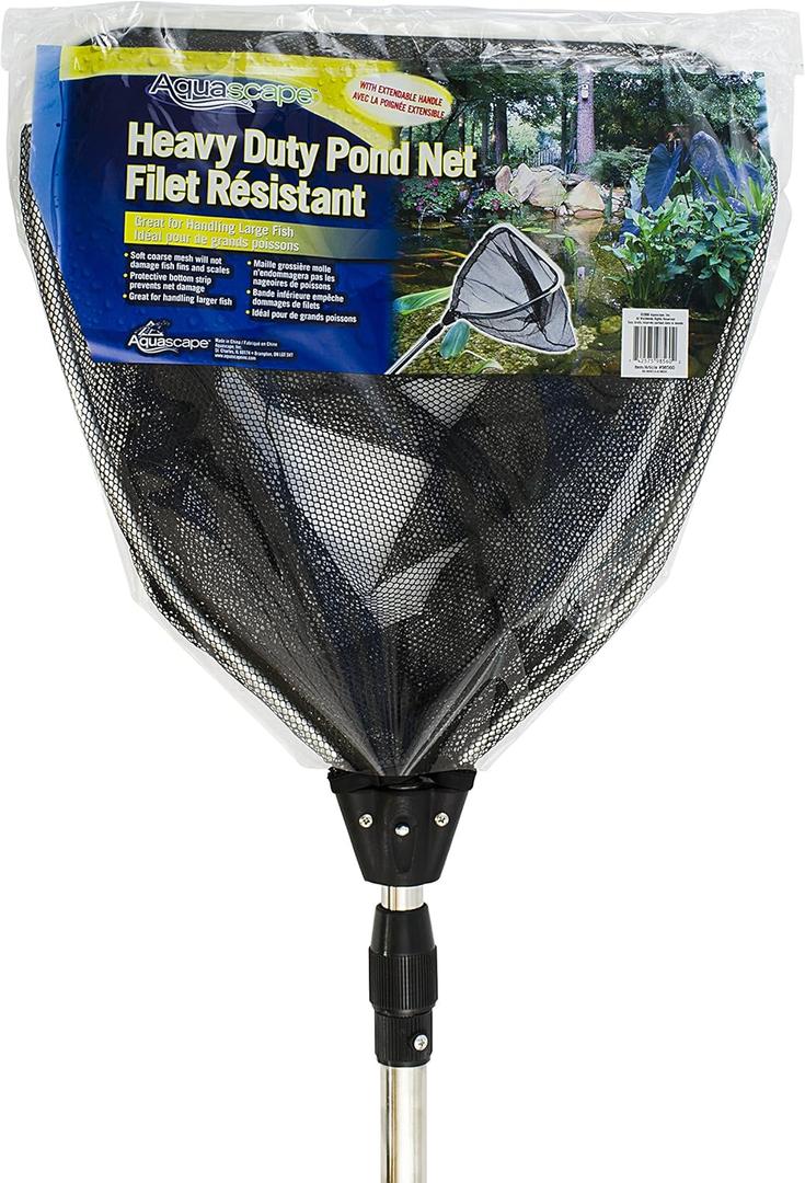 Aquascape Heavy-Duty Pond Net with Extendable Handle, Ideal for Safe Koi and Fish Handling, Durable Fish-Safe Mesh, 36 to 69-Inch Adjustable Length, 98560