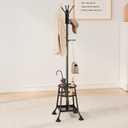 Coat Rack Freestanding,Heavy Duty Coat Tree with Umbrella Holder,Multi-Functional Metal Hall Tree with 12 Hooks and Stand Elegant Storage for Coats,Hats,Bags in Entryway,Bedroom,Office(Black)