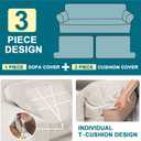 Turquoize 3 Piece T Cushion Loveseat Slipcovers Sofa Cover for 2 Cushion Couch Cover Washable Sofa Slipcover Furniture Covers with 2 Individual T Cushion Seat Covers (2 Cushion Loveseat, Ivory)