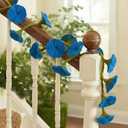 XunYee 5.6 ft Wool Felt Flower Garland Hand Felted Flower Strings for Wedding Party Floral Decor Mantle Decorations (Blue,1 Pack)