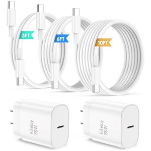 iPhone 16 15 Pro Max Charger Fast Charging USB C Charger Block, 30W USB-C Chargers with 3/6/10FT Type C Fast Charging Long Cable Cord for iPhone 16/16 Pro Max/iPhone15 Series/iPad GalaxyS24