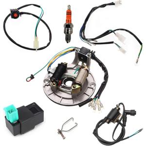 Tao Tao ATV Wiring Harness - CDI Ignition Coil 2 Coil Magneto Stator Plate Set for 50cc-125cc ATVs
