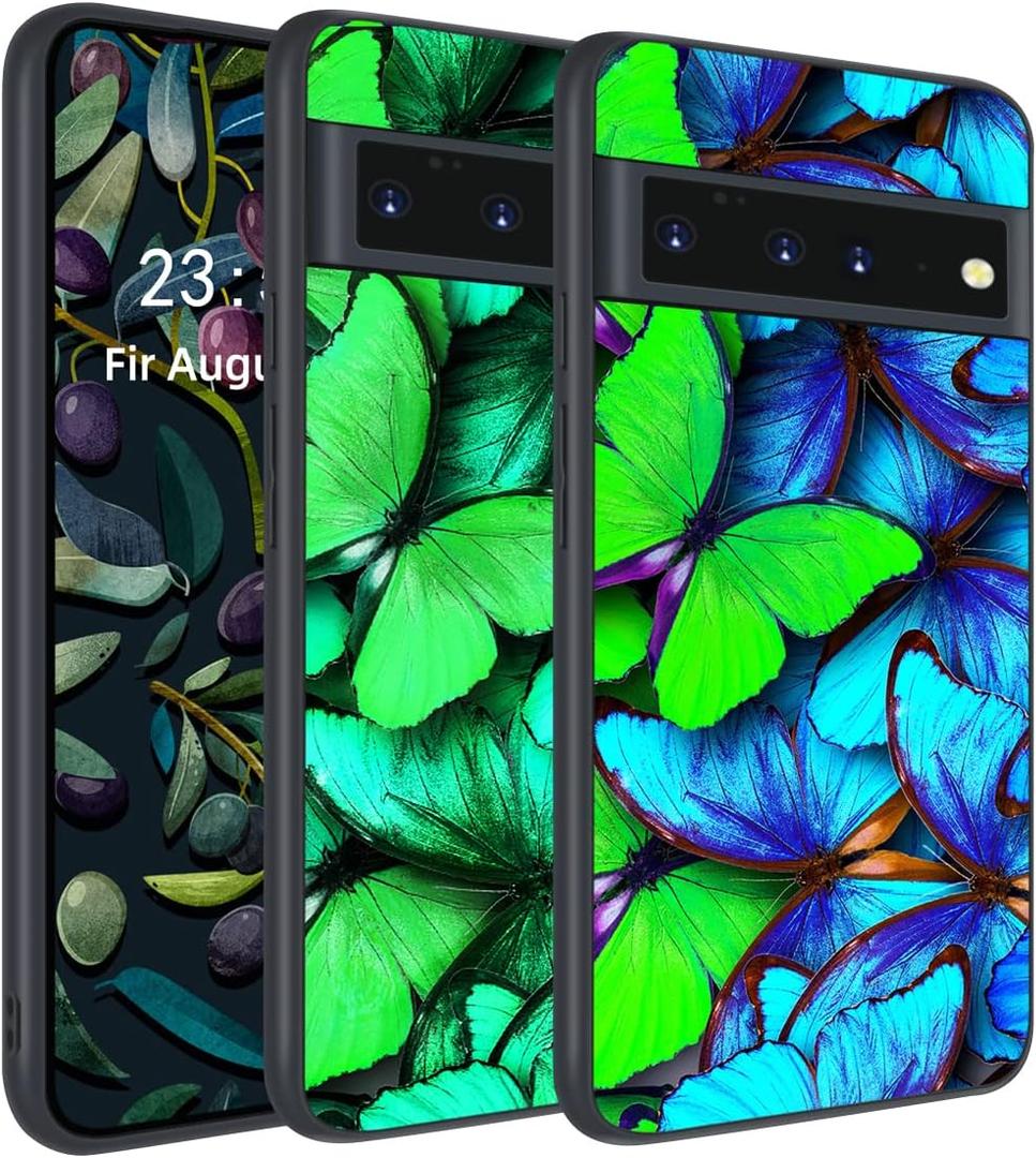 Google Pixel 6 Pro Case, Slim Fit Glow in The Dark Luminous Hybrid Hard PC Soft TPU Bumper Shockproof Drop Protective Girls Women Men Phone Cover for Google Pixel 6 Pro 6.71",Butterfly