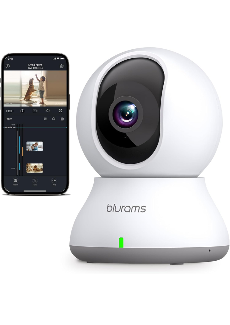 blurams Indoor Camera 2K, Cameras for Home Security 5GHz, 360° Pet Camera w/Motion Tracking, Phone App, 2-Way Audio, IR Night Vision, Siren, Works with Alexa & Google Assistant